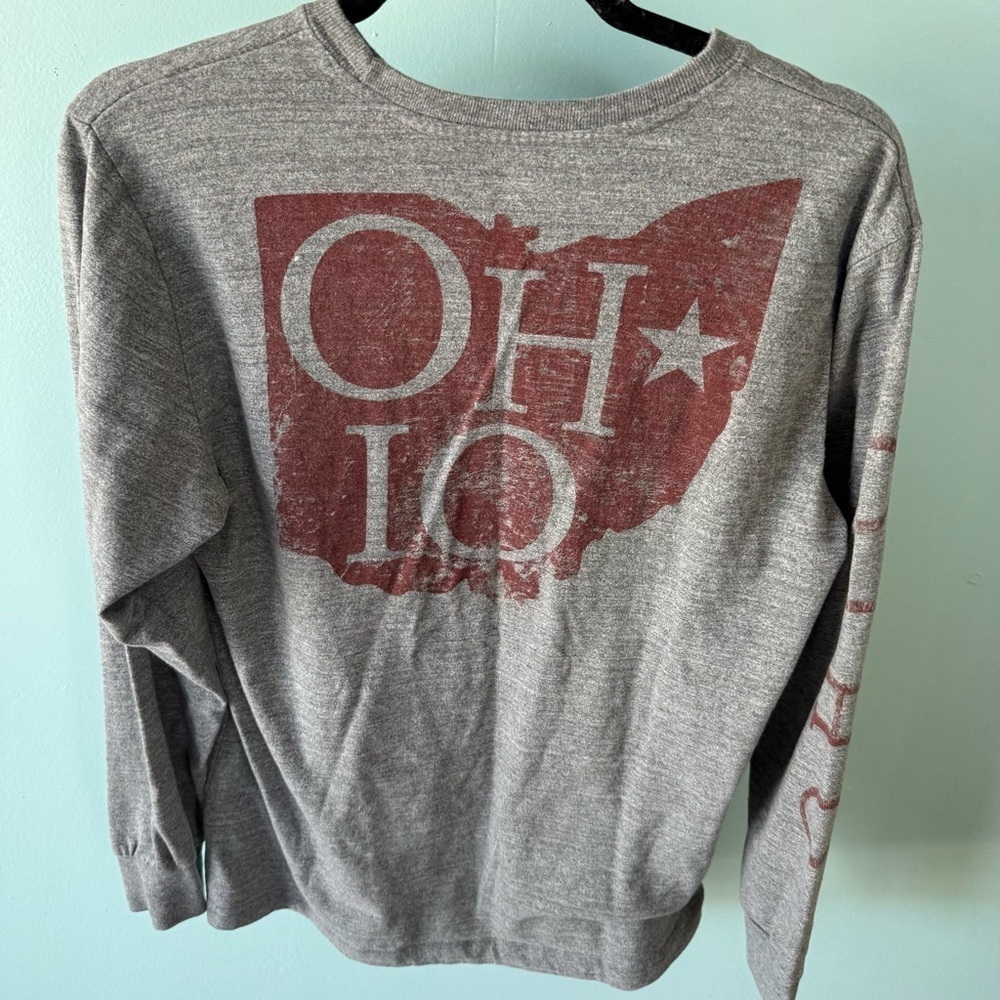 State Of Mine Gray Ohio State Graphic Long Sleeve Tshirt Size Medium
